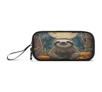 Mnsruu Helloween Spider Sloth Large Storage Pencil Pen Case Bag with Zipper Big Capacity Pouch Organizer for Office College School Travel Holder Box