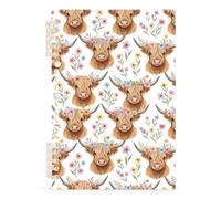 Mnsruu Highland Cow Flower Spiral Notebook Journals 1 Pack, Hardcover Lined Journal for Women, A5 College Ruled Notebooks for Journaling Writing Work Office School 5.7x8.3 Inch