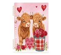 Mnsruu Highland Cow Rose Spiral Notebook Journals 1 Pack, Hardcover Lined Journal for Women, A5 College Ruled Notebooks for Journaling Writing Work Office School 5.7x8.3 Inch