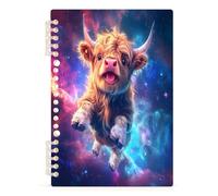 Mnsruu Highland Cow Starry Sky Spiral Notebook Journals 1 Pack, Hardcover Lined Journal for Women, A5 College Ruled Notebooks for Journaling Writing Work Office School 5.7x8.3 Inch