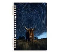 Mnsruu Highland Cow Starry Sky Spiral Notebook Journals 1 Pack, Hardcover Lined Journal for Women, A5 College Ruled Notebooks for Journaling Writing Work Office School 5.7x8.3 Inch