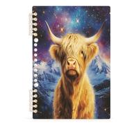 Mnsruu Highland Cow Starry Sky Spiral Notebook Journals 1 Pack, Hardcover Lined Journal for Women, A5 College Ruled Notebooks for Journaling Writing Work Office School 5.7x8.3 Inch