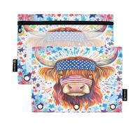 Mnsruu Highland Cow Stars Pencil Pouch for 3-Ring Binder Clear Pencil Case