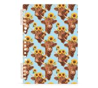 Mnsruu Highland Cow Sunflower Spiral Notebook Journals 1 Pack, Hardcover Lined Journal for Women, A5 College Ruled Notebooks for Journaling Writing Work Office School 5.7x8.3 Inch