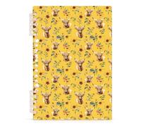 Mnsruu Highland Cow Sunflower Spiral Notebook Journals 1 Pack, Hardcover Lined Journal for Women, A5 College Ruled Notebooks for Journaling Writing Work Office School 5.7x8.3 Inch