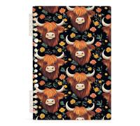 Mnsruu Highland Cow Yellow Flower Spiral Notebook Journals 1 Pack, Hardcover Lined Journal for Women, A5 College Ruled Notebooks for Journaling Writing Work Office School 5.7x8.3 Inch