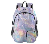 Mnsruu Holographic Neon Iridescent Pattern Backpack Laptop Backpack for College Women Men College Bookbag Water Resistant Travel Daypack Casual Multi Pocket