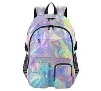 Mnsruu Holographic Rainbow Neon Backpack Laptop Backpack for College Women Men College Bookbag Water Resistant Travel Daypack Casual Multi Pocket