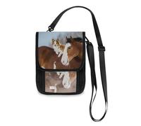 Mnsruu Horse and Red Border Collie Dog Travel Wallet Passport Holder Credit Card Gadget Holder Pouch Bag Unisex Crossbody Wallet Travel Neck Wallet with Adjustable Strap