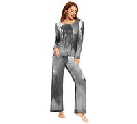 Mnsruu Horse Dust Artwork Pajamas Set for Women 2 Piece Long Sleeve Sleepwear Nightwear Lounge Sets XL Multicolor