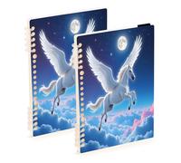 Mnsruu Horse Wings Moon Spiral Notebook Journals 2 Pack, Hardcover Lined Journal for Women, A5 College Ruled Notebooks for Journaling Writing Work Office School 5.7x8.3 Inch
