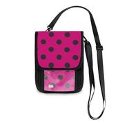 Mnsruu Hot Pink Polka Dots Pattern Travel Wallet Passport Holder Credit Card Gadget Holder Pouch Bag Unisex Crossbody Wallet Travel Neck Wallet with Adjustable Strap