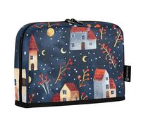 Mnsruu Houses Barberry Branches Stars Moon Standing Pencil Case, Large Capacity Pen Bag for Boys Girls Multi-Layer Pen Pouch Pencil Holder Stationery Organizer for School Office Work