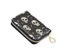 Mnsruu Human Skeleton Cross Bone Small Compact Card Case with 11 Slots for Credit Cards, Cash & Coins, RFID Blocking Wallet for Travel & Everyday Use
