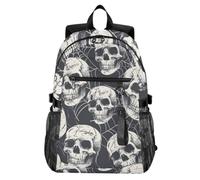 Mnsruu Human Skulls Spider Web School Backpacks for Teenagers, College Backpack for Boys Girls,Casual Fashion High School Backpack, 18.3" Laptop Backpack