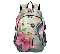 Mnsruu Hummingbird Bird Pink Hibiscus Flower Nature Backpack Laptop Backpack for College Women Men College Bookbag Water Resistant Travel Daypack Casual Multi Pocket