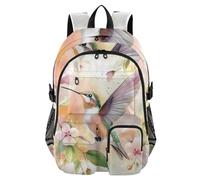 Mnsruu Hummingbird Pink Flower Nature Backpack Laptop Backpack for College Women Men College Bookbag Water Resistant Travel Daypack Casual Multi Pocket