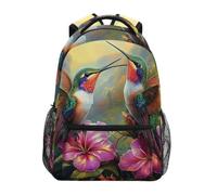 Mnsruu Hummingbirds Bird Feathers Tropical Flowers Backpack Rucksack School Bag for Girls Boys Kids Student Boogbag Laptop Travel Daypack