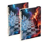 Mnsruu Ice Chessboard Spiral Notebook Journals 2 Pack, Hardcover Lined Journal for Women, A5 College Ruled Notebooks for Journaling Writing Work Office School 5.7x8.3 Inch