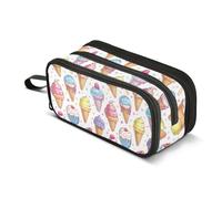 Mnsruu Ice Cream Star on White Pencil Case Large Capacity Pen Bag 3 Compartment Pencil Pouch Stationery for Office College School Teen Student Girl Boy