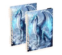 Mnsruu Ice Dragon Spiral Notebook Journals 2 Pack, Hardcover Lined Journal for Women, A5 College Ruled Notebooks for Journaling Writing Work Office School 5.7x8.3 Inch