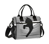 Mnsruu Insulated Lunch Bag Cute Black Cat Stripe Lunch Box for Women Large Lunch Tote Thermal Reusable Cooler Bag with Shoulder Strap Work School Picnic