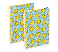 Mnsruu ISAOA Cartoon Cute Duck Pattern Notebook A5 Wirebound Notebook for Work School Writing Journaling,Lined,120 Page,15 x 21 cm,Pack of 2