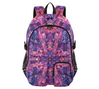 Mnsruu Kaleidoscope Neon Purple Backpack Laptop Backpack for College Women Men College Bookbag Water Resistant Travel Daypack Casual Multi Pocket