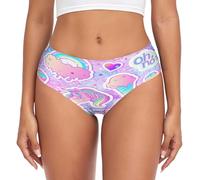 Mnsruu Kawaii Unicorn Cute Sweets Rainbow Women's Stretch Underwear Comfy Mid Waisted Briefs Ladies Breathable Underpants