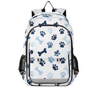 Mnsruu Kids Laptop Backpack Blue Dog Bones Paws High Middle School Casual Daypack Daily Travel Laptop Bag