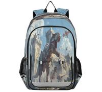 Mnsruu Kids Laptop Backpack Dinosaurs Tyrannosaurus Rex Castle High Middle School Casual Daypack Daily Travel Laptop Bag