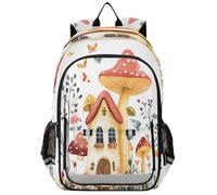 Mnsruu Kids Laptop Backpack Mushroom House Butterfly High Middle School Casual Daypack Daily Travel Laptop Bag
