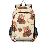 Mnsruu Kids Laptop Backpack Red Panda Banana Pattern High Middle School Casual Daypack Daily Travel Laptop Bag