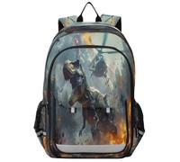 Mnsruu Kids Laptop Backpack T-rex Dinosaur War High Middle School Casual Daypack Daily Travel Laptop Bag
