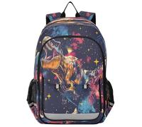Mnsruu Kids Laptop Backpack Tyrannosaurus T-rex in Space High Middle School Casual Daypack Daily Travel Laptop Bag