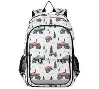 Mnsruu Kids Laptop Backpack Winter Monster Truck Pattern High Middle School Casual Daypack Daily Travel Laptop Bag
