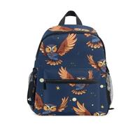 Mnsruu Kids Small School Backpack, Brown Owl Toddler Preschool Shoulder Bookbag Kindergarten Elementary School Bag for Boys Girls