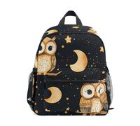 Mnsruu Kids Toddler Backpack Adorable Owls Stars Moon Black, Preschool Kindergarten Bookbag Nursery Travel Bag for Boys Girls