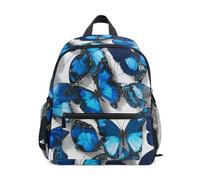 Mnsruu Kids Toddler Backpack Blue Morpho Butterflies Pattern, Preschool Kindergarten Bookbag Nursery Travel Bag for Boys Girls