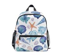 Mnsruu Kids Toddler Backpack Blue Shellfish Fish Starfish Nautical Ocean Coastal Preschool Rucksack Kindergarten Bookbag Travel School Bag for Boys Girls
