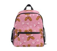 Mnsruu Kids Toddler Backpack Bread Heart Bow, Preschool Kindergarten Bookbag Nursery Travel Bag for Boys Girls