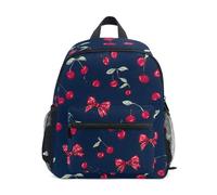 Mnsruu Kids Toddler Backpack Cherry Red Polka Dot Bow Blue Preschool Rucksack Kindergarten Bookbag Travel School Bag for Boys Girls