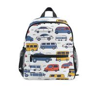 Mnsruu Kids Toddler Backpack Colorful Car Childish Doodle Preschool Rucksack Kindergarten Bookbag Travel School Bag for Boys Girls