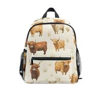 Mnsruu Kids Toddler Backpack Highland Cow Pattern, Preschool Kindergarten Bookbag Nursery Travel Bag for Boys Girls