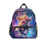 Mnsruu Kids Toddler Backpack Highland Cow Starry Sky Preschool Kindergarten Bookbag Nursery Travel Bag for Boys Girls Daycare