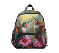 Mnsruu Kids Toddler Backpack Hummingbirds Bird Feathers Tropical Flowers Preschool Rucksack Kindergarten Bookbag Travel School Bag for Boys Girls