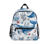 Mnsruu Kids Toddler Backpack Killer Whale Starfish Pattern, Preschool Kindergarten Bookbag Nursery Travel Bag for Boys Girls