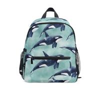 Mnsruu Kids Toddler Backpack Killer Whale Watercolor, Preschool Kindergarten Bookbag Nursery Travel Bag for Boys Girls