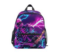 Mnsruu Kids Toddler Backpack Neon Skeleton Rock Skull Preschool Rucksack Kindergarten Bookbag Travel School Bag for Boys Girls