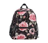 Mnsruu Kids Toddler Backpack Pink Rose Spider Web Halloween Preschool Rucksack Kindergarten Bookbag Travel School Bag for Boys Girls